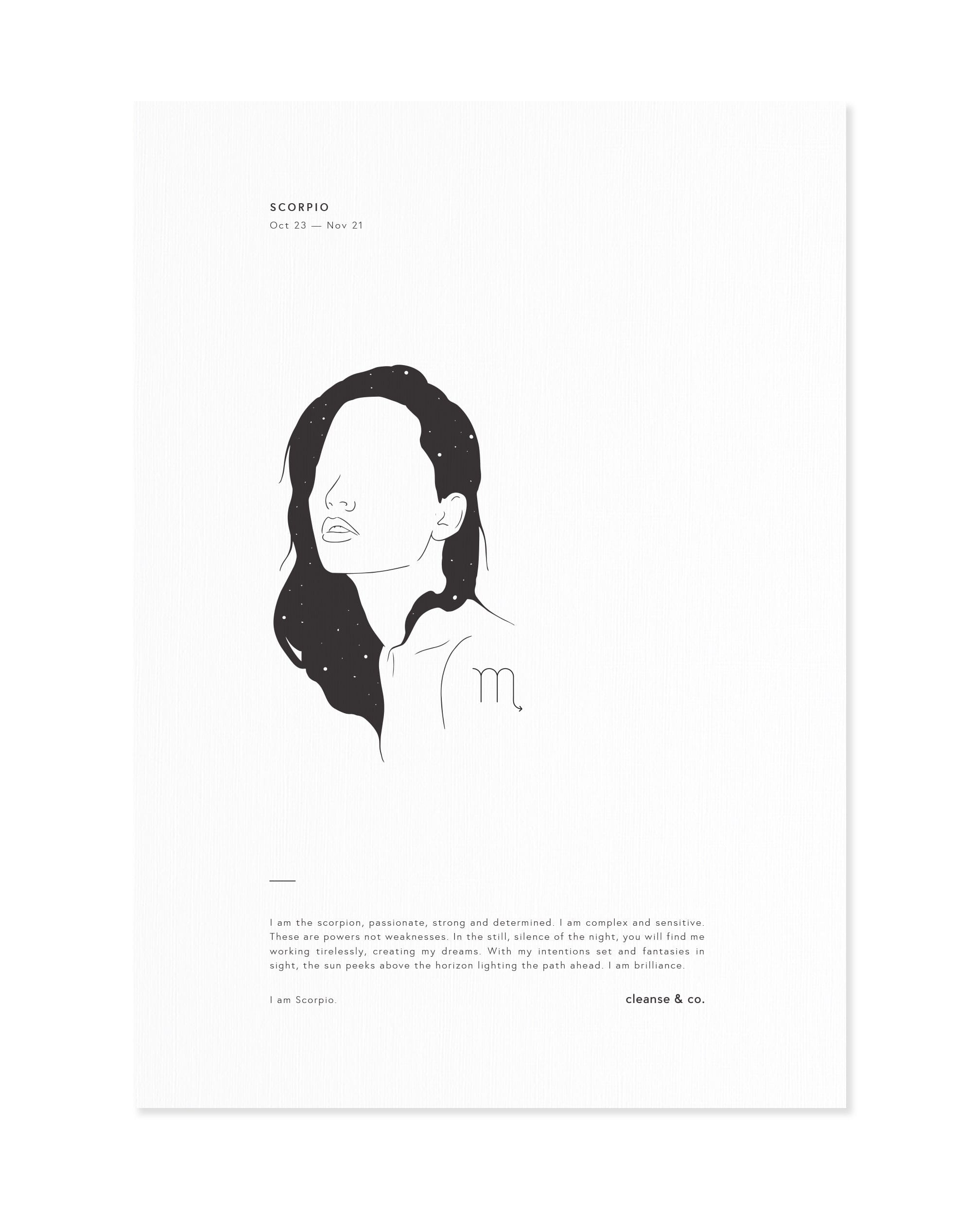 I am Scorpio - Zodiac Print print cleanse and co.