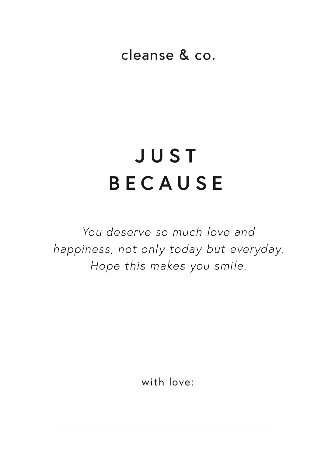 Just Because Card gift_wrapping cleanse & co.