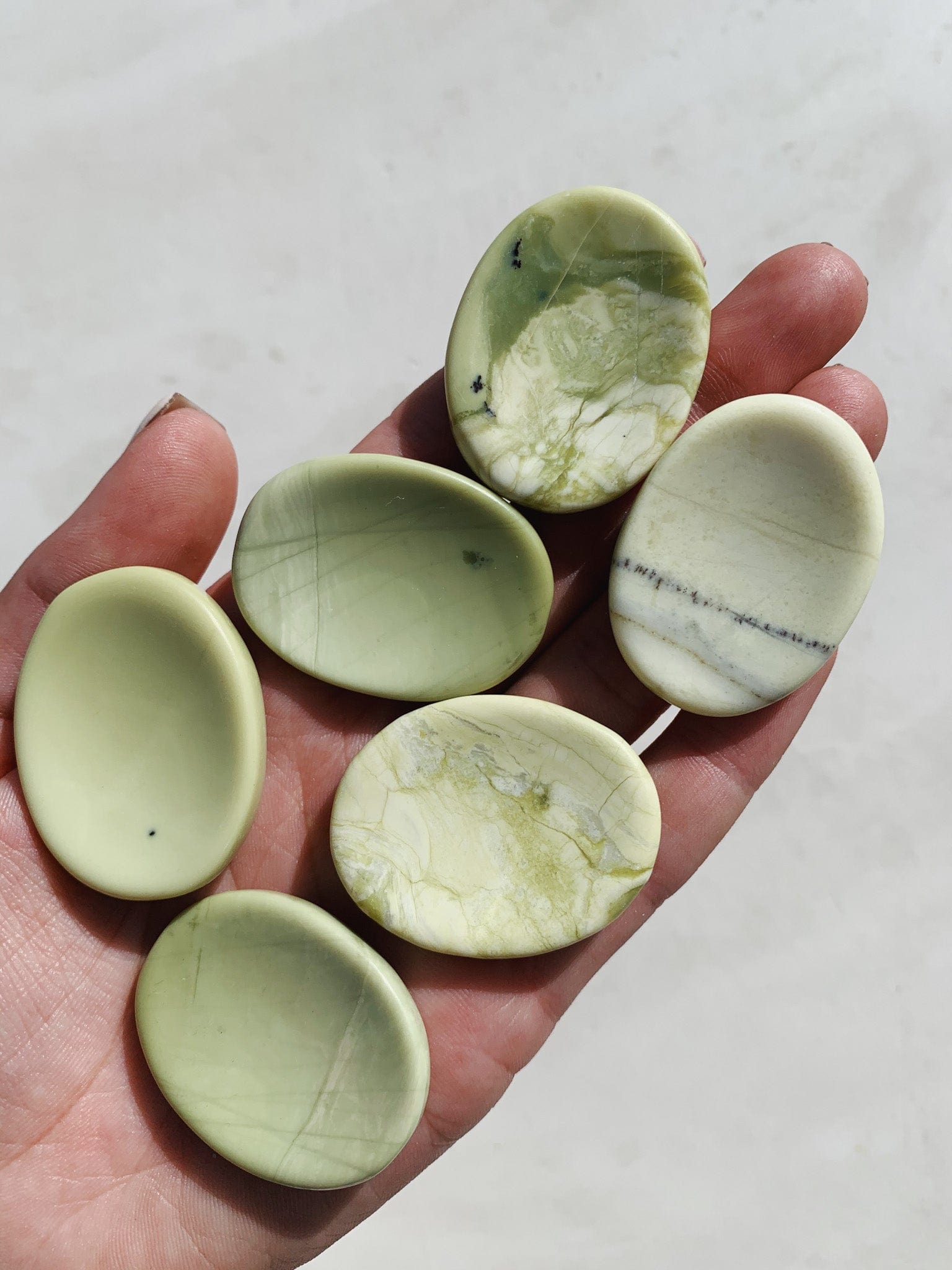 Light Serpentine Worry Stone cleanse & co.