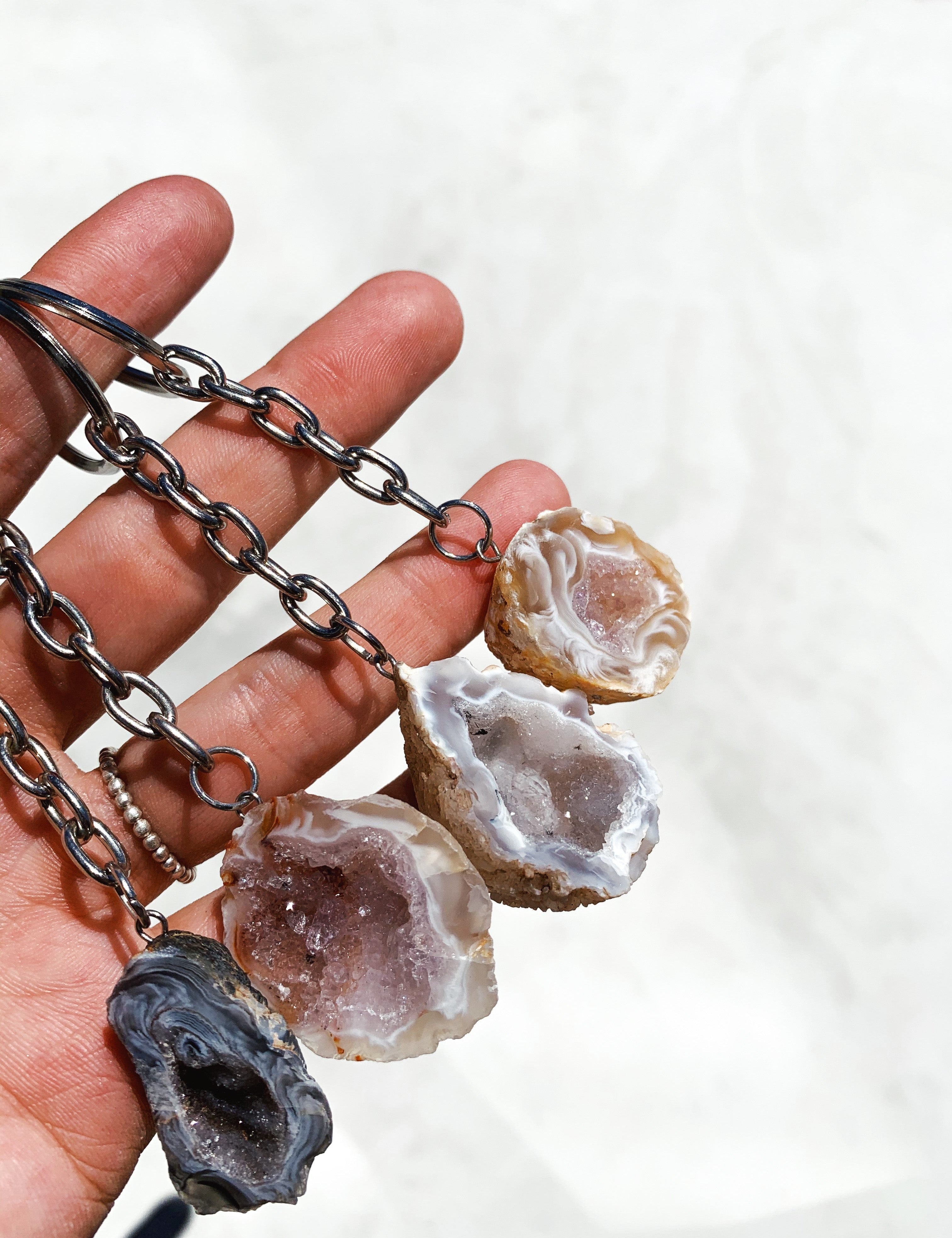 Natural Agate Geode Key Chain cleanse & co.