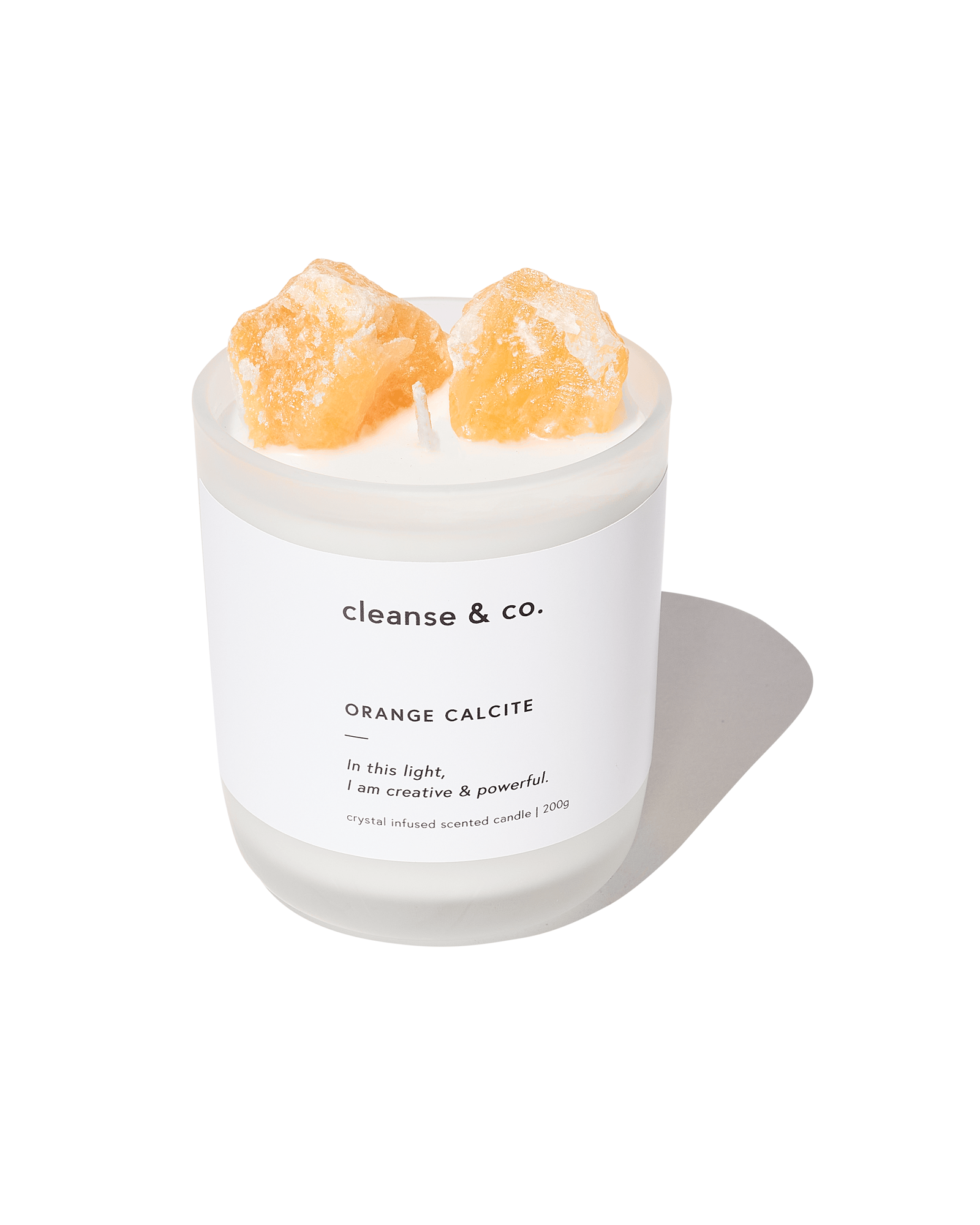 Orange Calcite Intention Crystal Candle - creative & powerful candle cleanse and co.