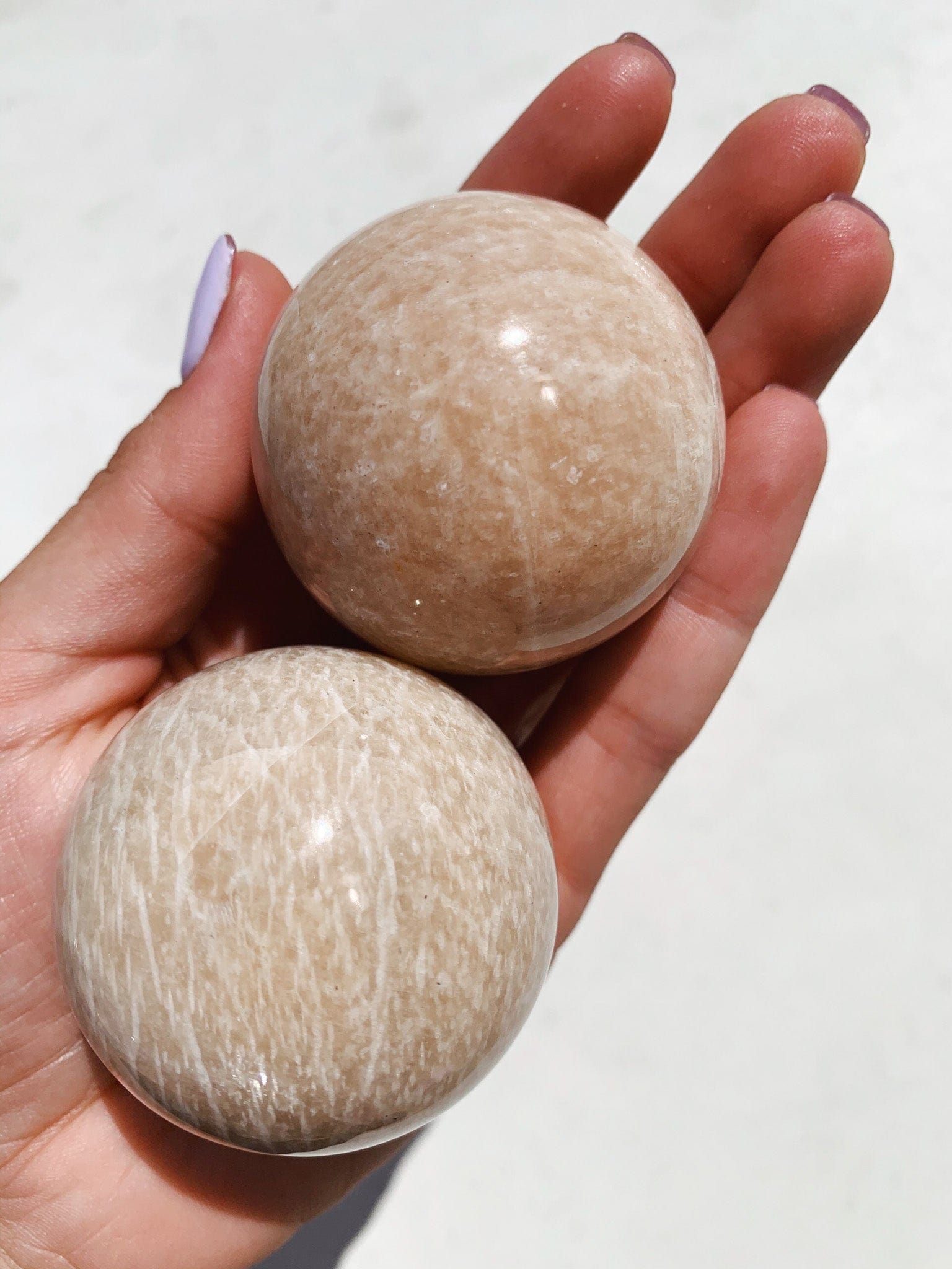 Peach Moonstone Sphere - Intuitively Chosen sphere cleanse & co.