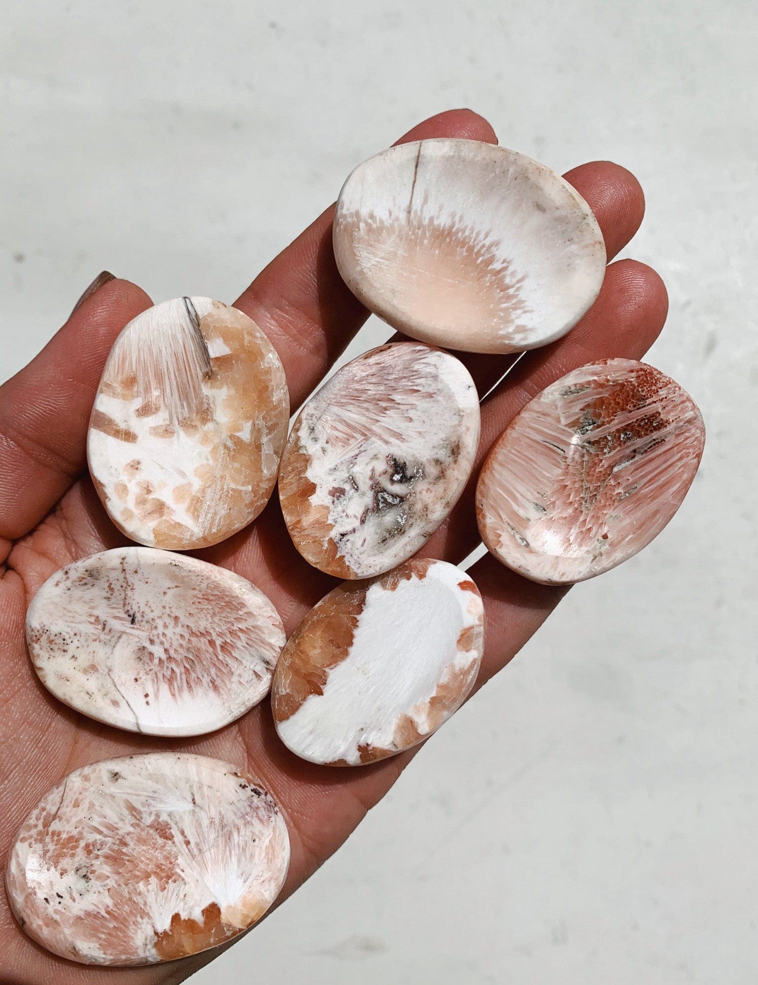 Pink Scolecite Worry Stone cleanse & co.