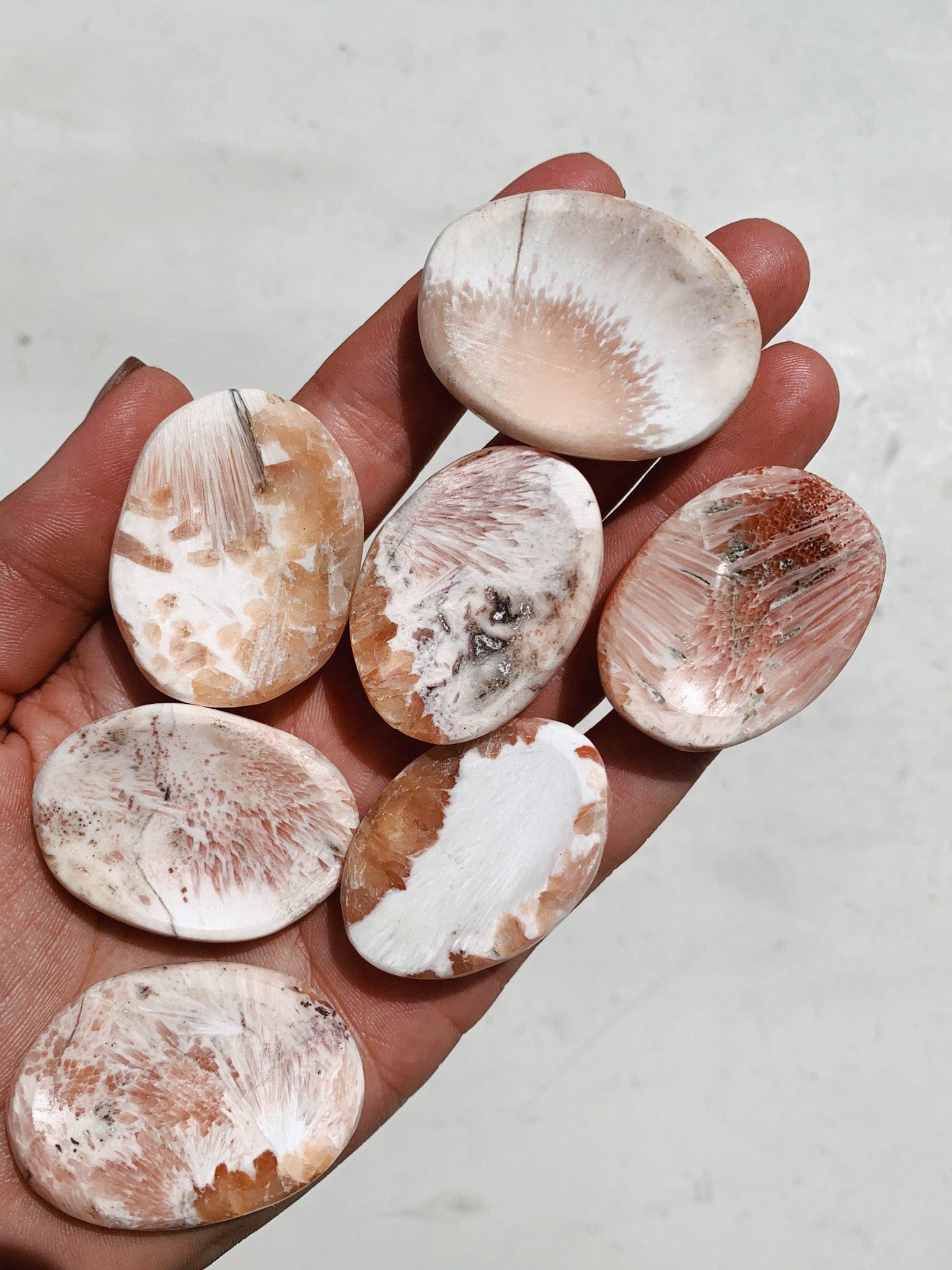 Pink Scolecite Worry Stone cleanse & co.