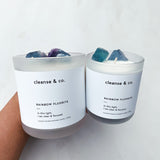 Rainbow Fluorite Intention Crystal Candle - clear & focused candle cleanse and co.