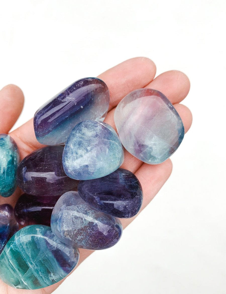 Rainbow Fluorite Tumble - Intuition/Organisation tumbled cleanse & co.
