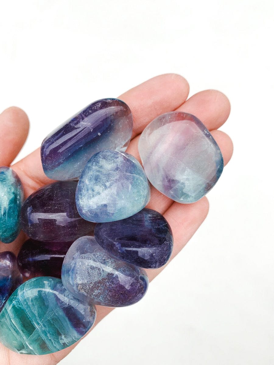 Rainbow Fluorite Tumble - Intuition/Organisation tumbled cleanse & co.