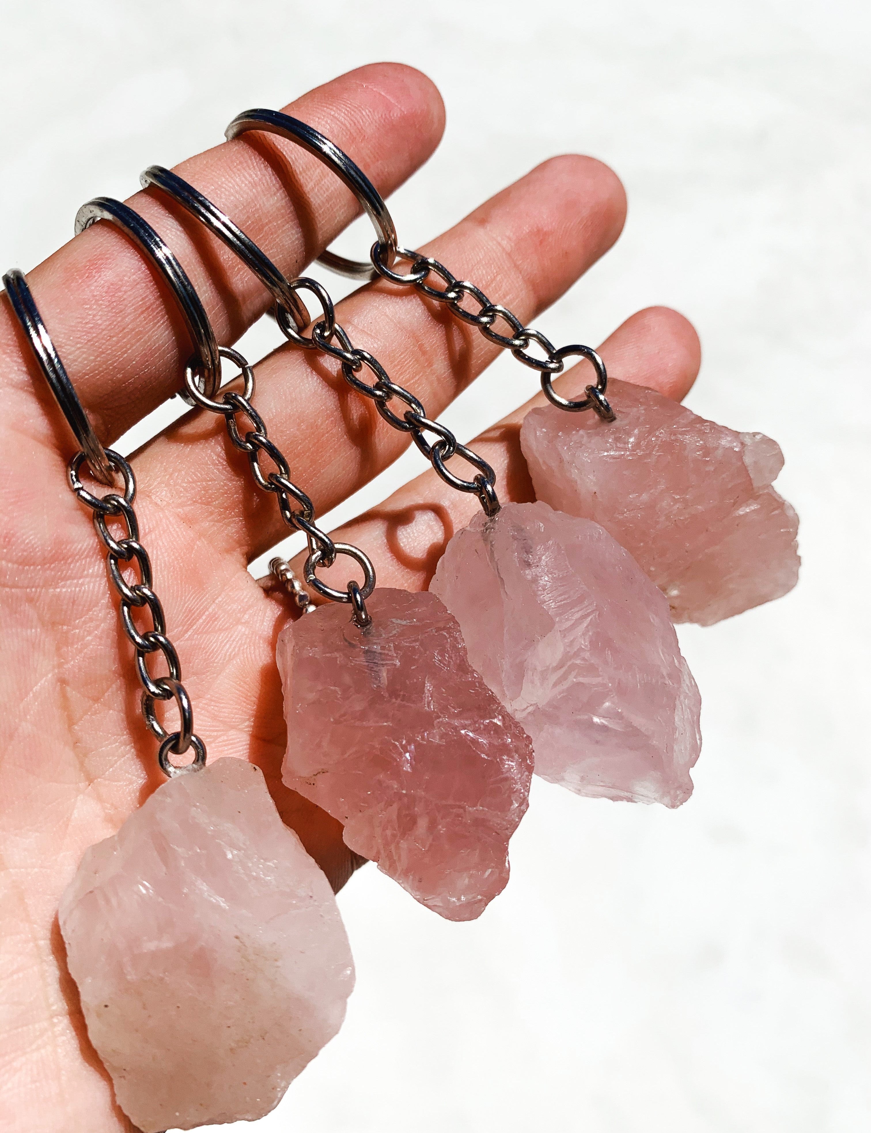 Raw Rose Quartz Key Chain cleanse & co.