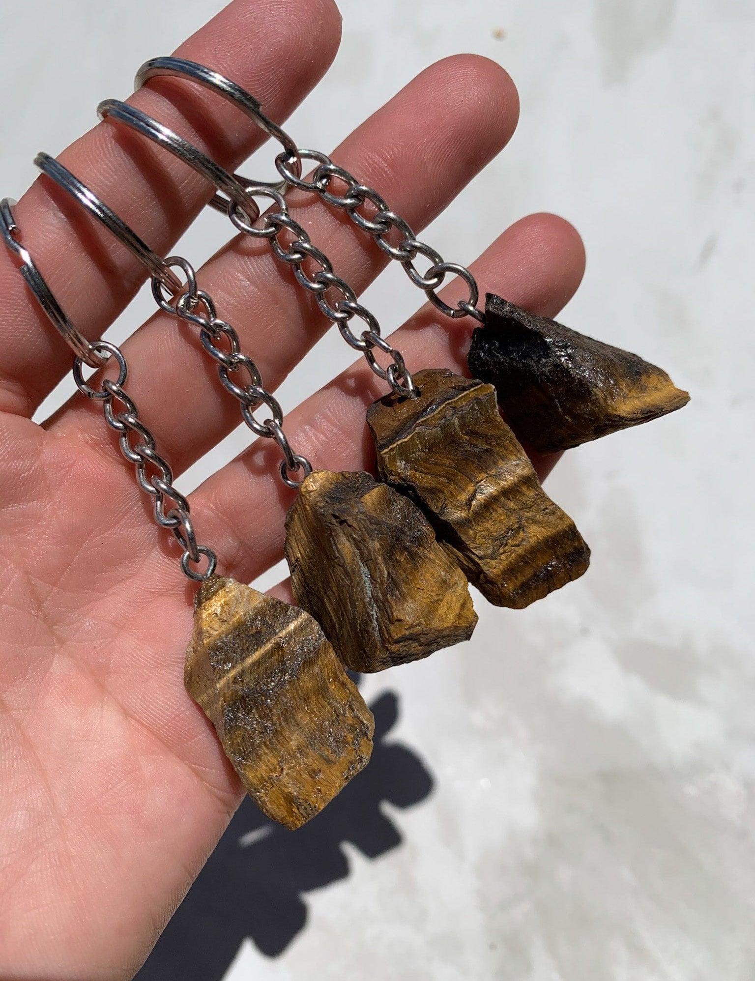 Raw Tigers Eye Key Chain cleanse & co.