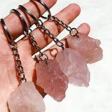 Raw Rose Quartz Key Chain