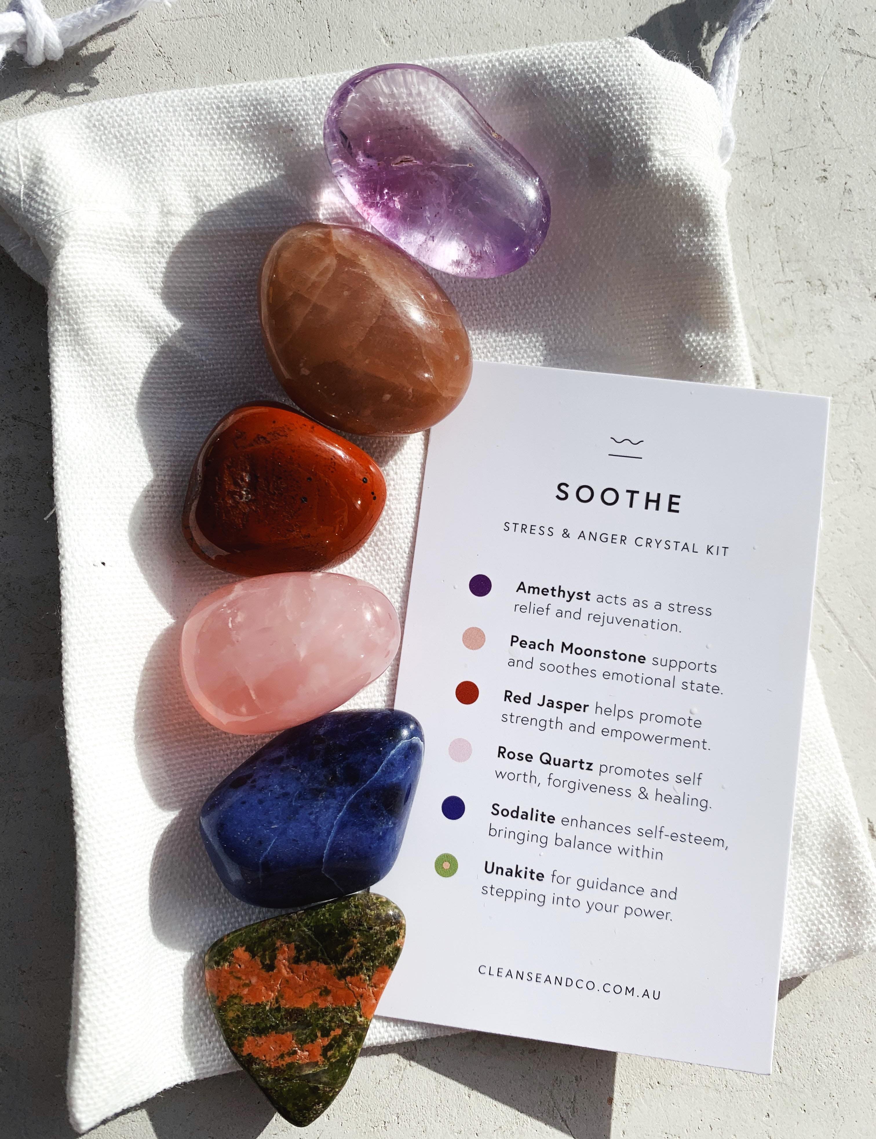 Soothe Crystal Kit – Anger & Stress crystal kit cleanse & co.