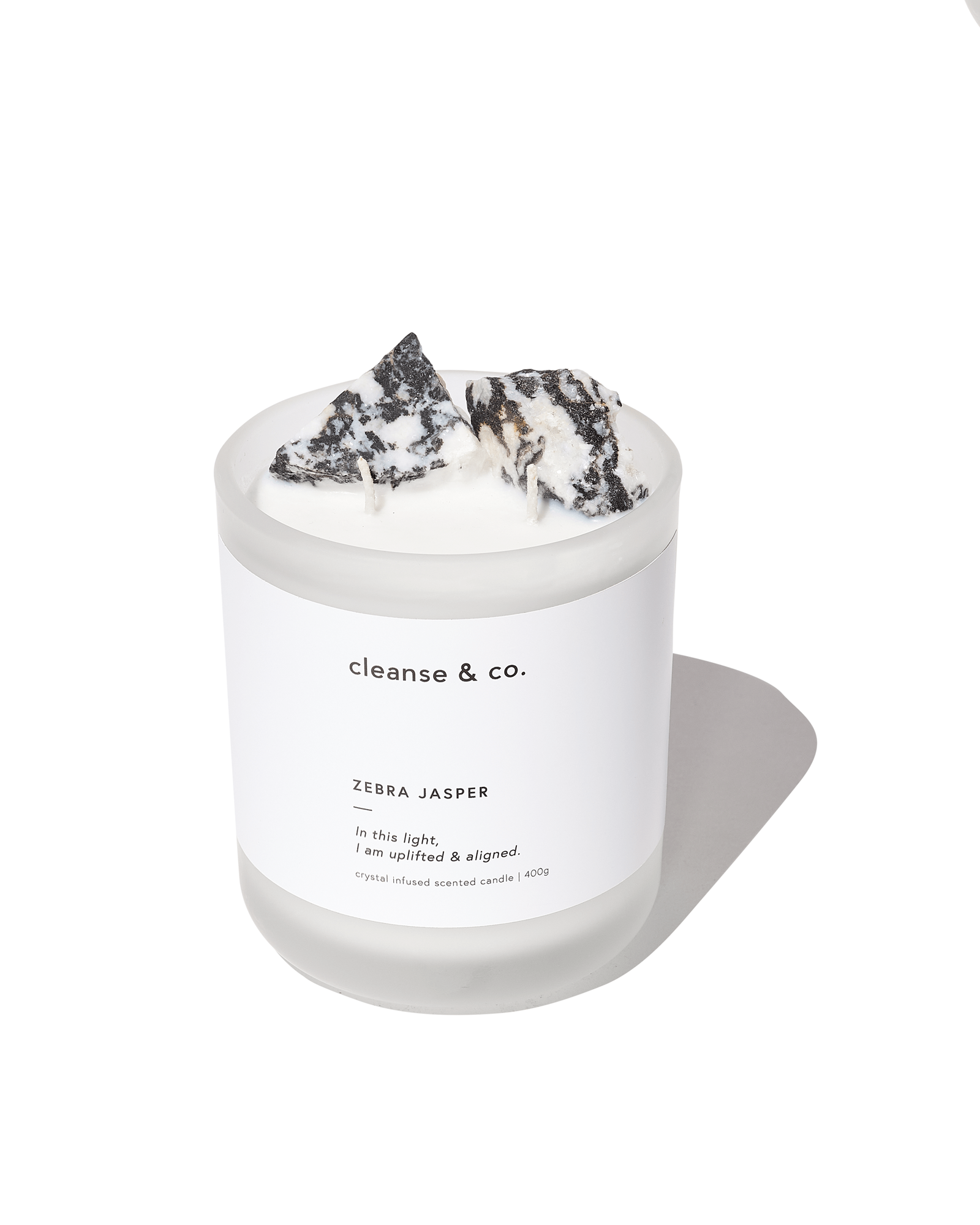 Zebra Jasper Crystal Candle - uplifted & aligned candle 400G / French Vanilla cleanse and co.