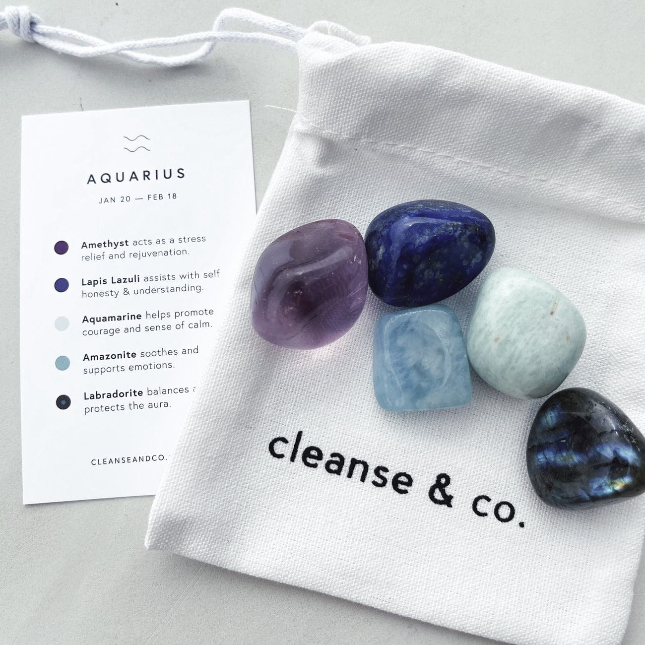 Zodiac Crystal Kit - Aquarius zodiac crystal kit cleanse & co.
